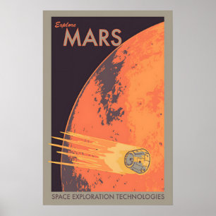 Explore Mars Retro Style Mars Exploration NASA Poster