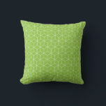 Explore Modern Optical Illusions with Cube Pattern Cushion<br><div class="desc">Green background with a repeating white geometric cube pattern, creating a modern, three-dimensional optical illusion. The design is orderly and dynamic.</div>