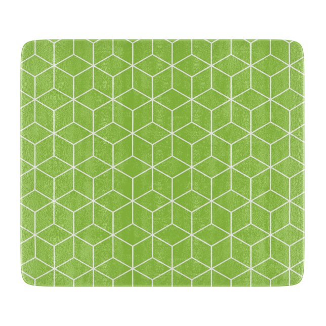 Explore Modern Optical Illusions with Cube Pattern Cutting Board (Front)