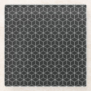 Explore Modern Optical Illusions with Cube Pattern Glass Coaster
