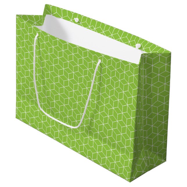 Explore Modern Optical Illusions with Cube Pattern Large Gift Bag (Front Angled)