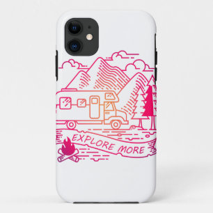 Explore More Pink Camper Van Mountain Nature Lover Case-Mate iPhone Case