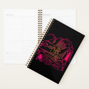 Explore More Pink Camper Van Mountain Nature Lover Planner