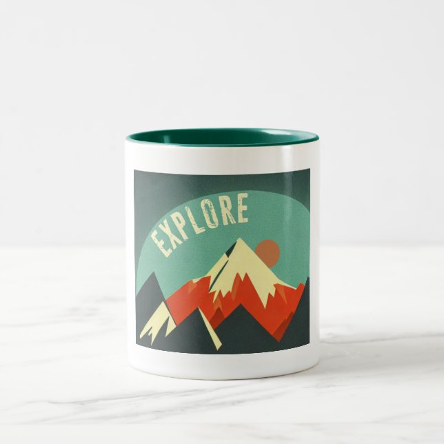 Explore Mountains Two-Tone Coffee Mug (Center)