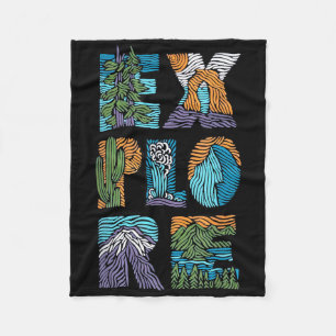 Explore Nature Outdoor National Park Hiker Camper Fleece Blanket