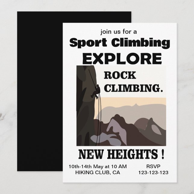 Explore New Heights Rock Climbing Invitation (Front/Back)