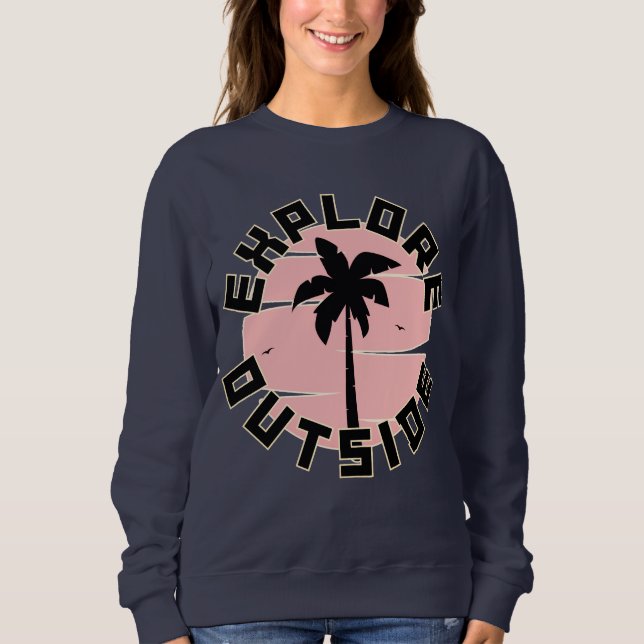 Explore Outside Retro Aesthetic Crewneck Sweatshirt (Front)