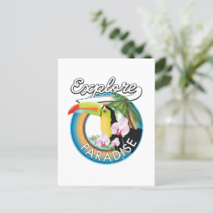 Explore Paradise Travel logo cartoon Postcard