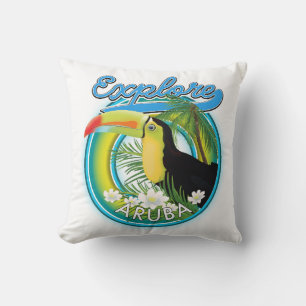 Explore Placencia Belize travel logo Throw Pillow