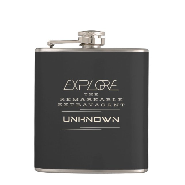 Explore Remarkable Extravagant Unknown Quote Hip Flask (Front)