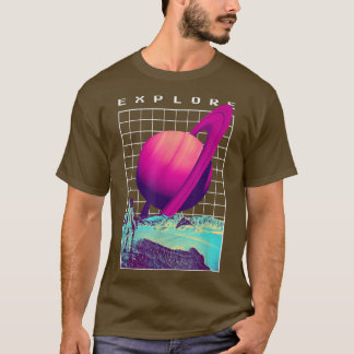 Explore Saturn Retro Astronaut -Astral Cosmic Desi T-Shirt