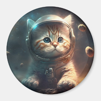 Explore Space with Cute Kitten Astronaut Magnet