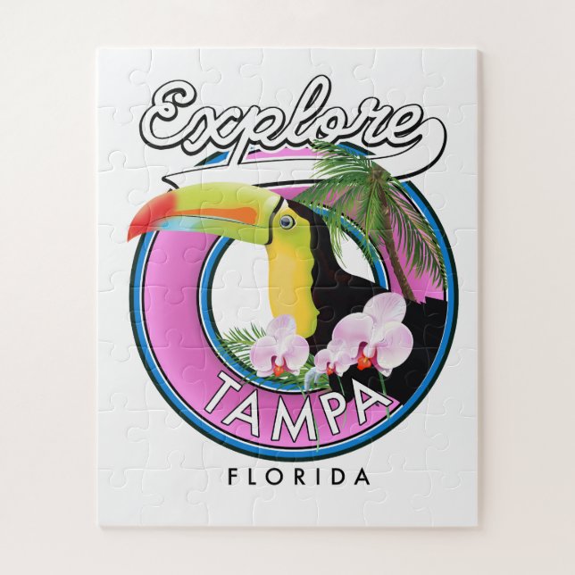 Explore Tampa Florida retro logo Jigsaw Puzzle (Vertical)
