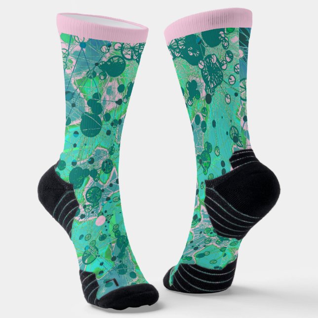 Explore Teal Abstract Design Socks (Angled)