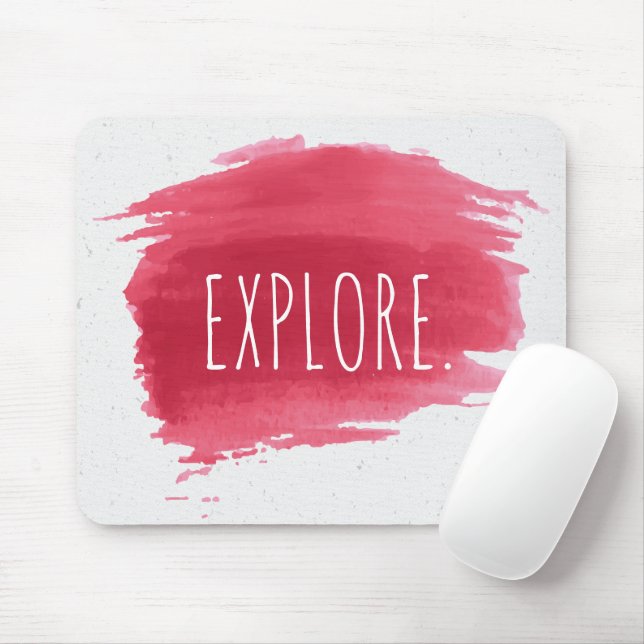 EXPLORE Text On Red Paint Mouse Pad (With Mouse)