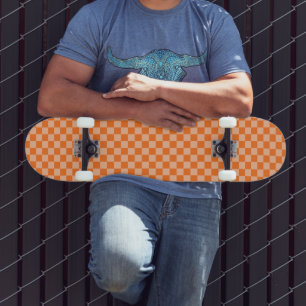 Explore the Beauty of Orange Chequerboard Skateboard