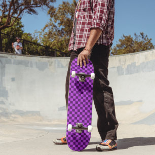 Explore the Boldness of Purple Chequerboard Skateboard