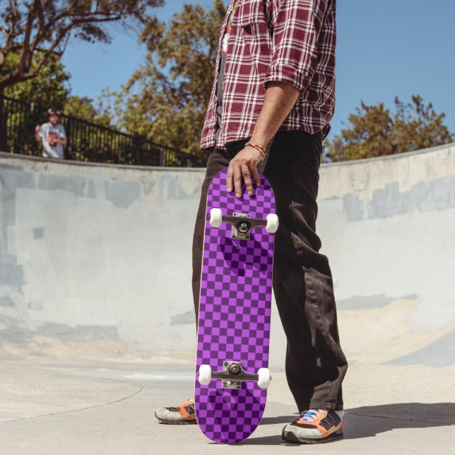  Explore the Boldness of Purple Chequerboard  Skateboard (Outdoor 2)