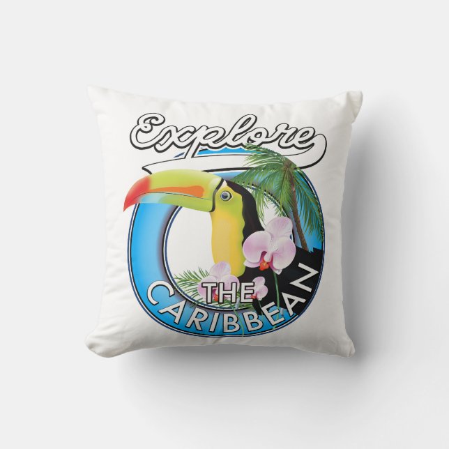 Explore the Caribbean travel patch. Cushion (Front)