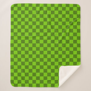 Explore the Elegance of Green Chequerboard Pattern Sherpa Blanket