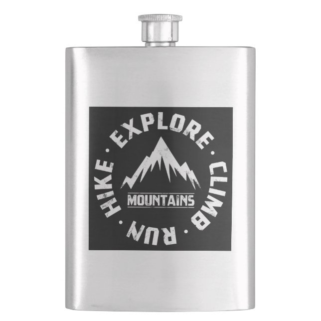 Explore The Mountains Hip Flask (Front)