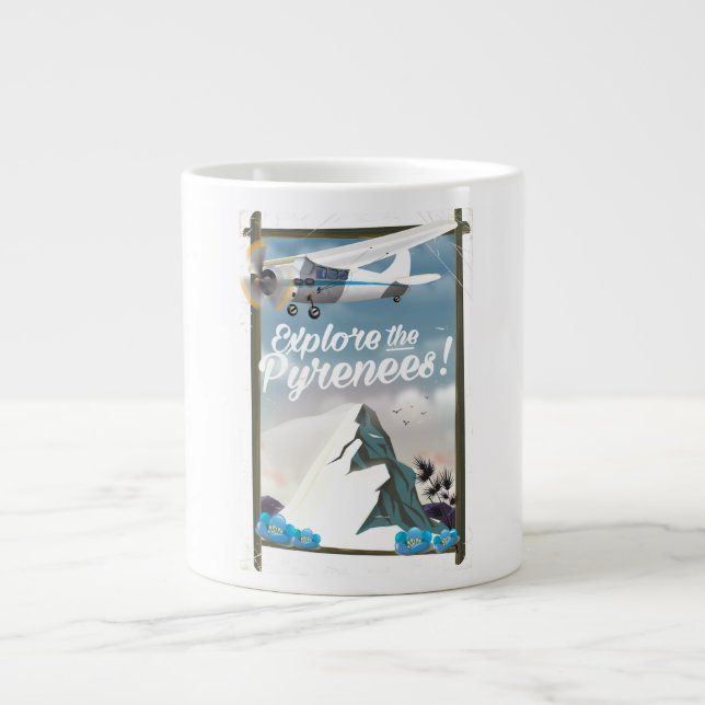 Explore the Pyrenees European mountains. Large Coffee Mug (Front)