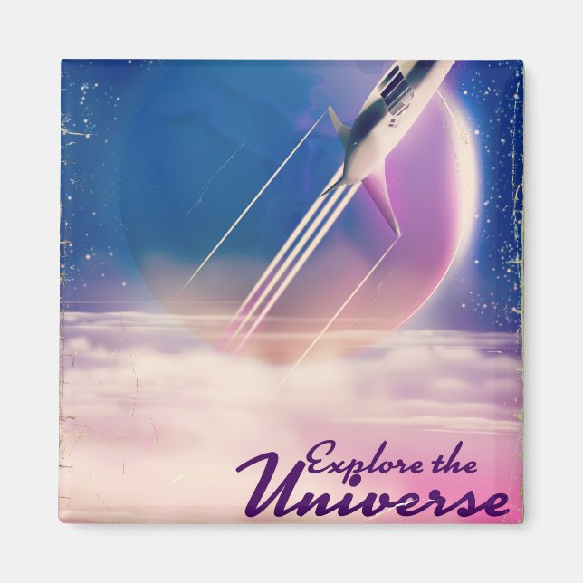 Explore the Universe Vintage space poster Magnet (Front)