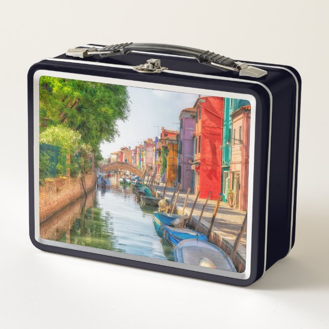 Explore the Vibrant Charm of Burano Metal Lunch Box (Front)