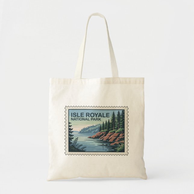 Explore the Wild Side of Isle Royale Stamp Tote Bag (Front)