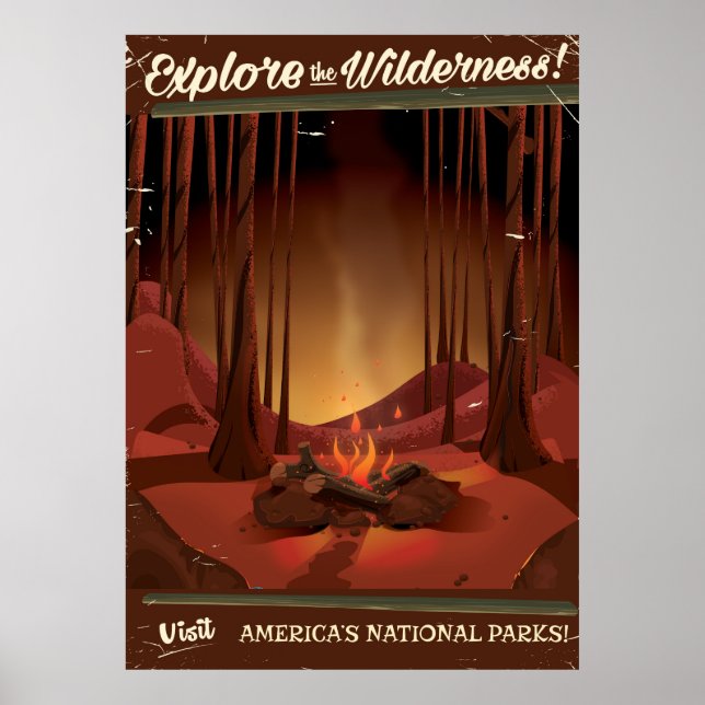 Explore the wilderness! Camp fire poster (Front)