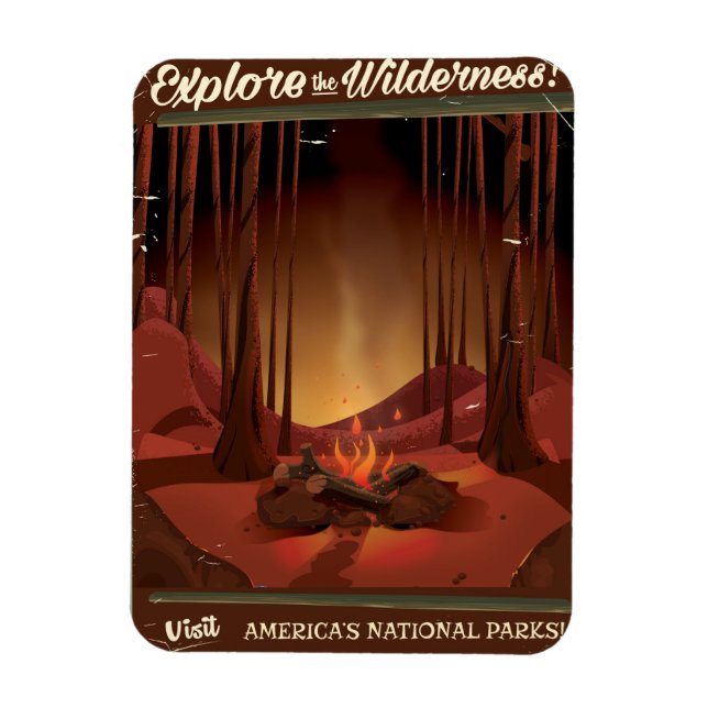 Explore the wilderness! Camp fire poster Magnet (Vertical)