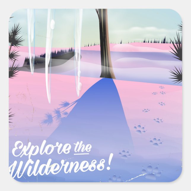Explore the wilderness! Winter animal prints Square Sticker (Front)