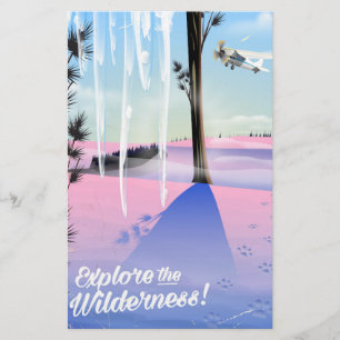 Explore the wilderness! Winter animal prints Stationery