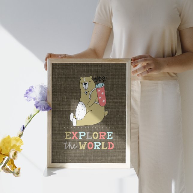 Explore the World Boho Bear Kids  Poster (Creator Uploaded)