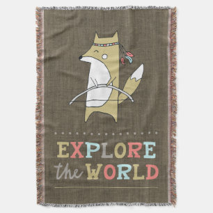 Explore the World Boho Fox Kids Throw Blanket