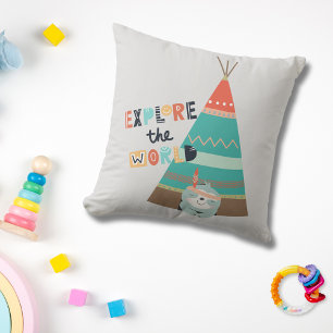 Explore the World Boho Sloth Cushion