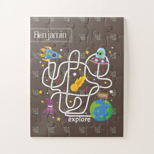 Explore The World Personalise Name Jigsaw Puzzle (Vertical)