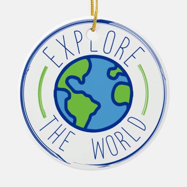 explore the world travel sticker ceramic tree decoration (Front)