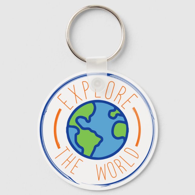 Explore the world travel sticker key ring (Front)