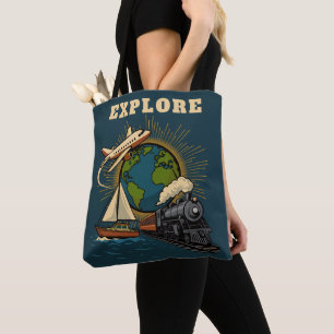 Explore the World Vintage Design Tote Bag