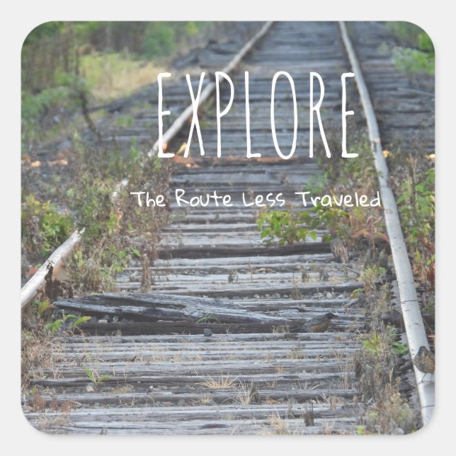 Explore Train Tracks Adventure Motivation Square Sticker (Front)