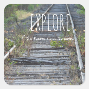 Explore Train Tracks Adventure Motivation Square Sticker
