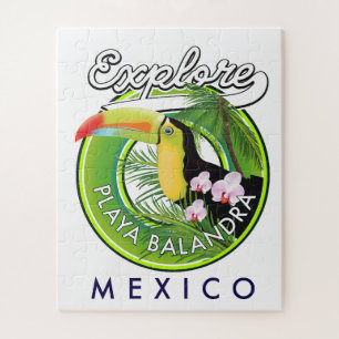 Explore Troncones Mexico retro logo Jigsaw Puzzle