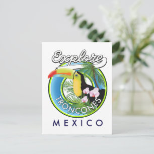 Explore Troncones Mexico retro logo Postcard
