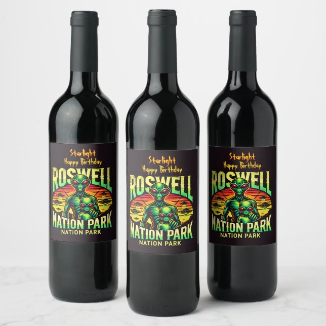 Explore UFO Lore at Roswell! Wine Label (Bottles)