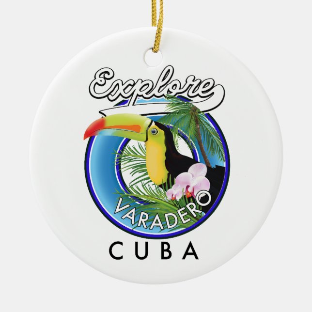 Explore Varadero Cuba travel logo Ceramic Tree Decoration (Front)