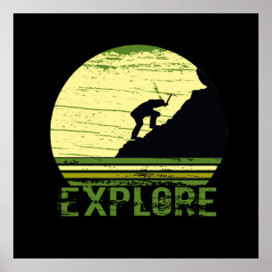 explore vintage retro sunset poster