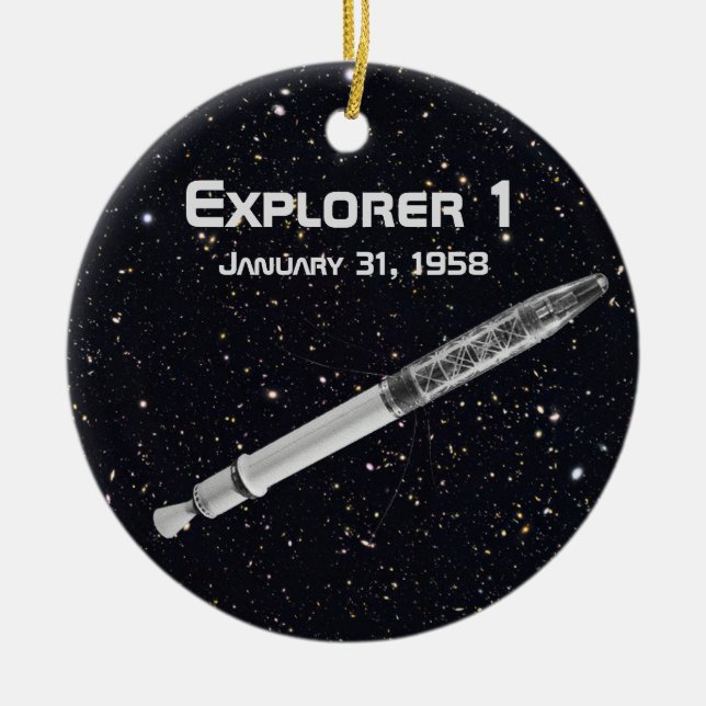 Explorer 1 Satellite Ceramic Tree Decoration (Front)