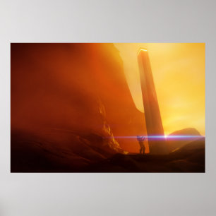 explorer at monolith science fiction art poster