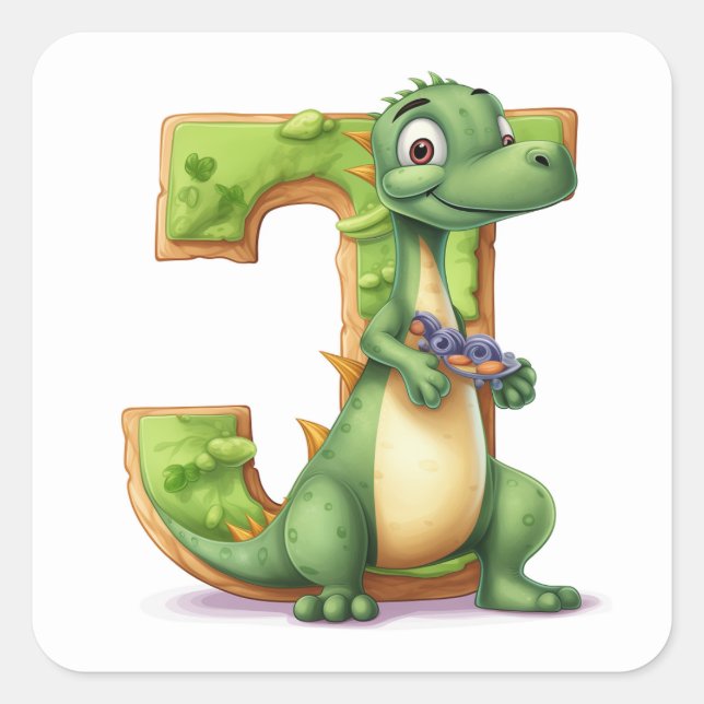 Explorer Dragon and the Letter J Square Sticker (Front)